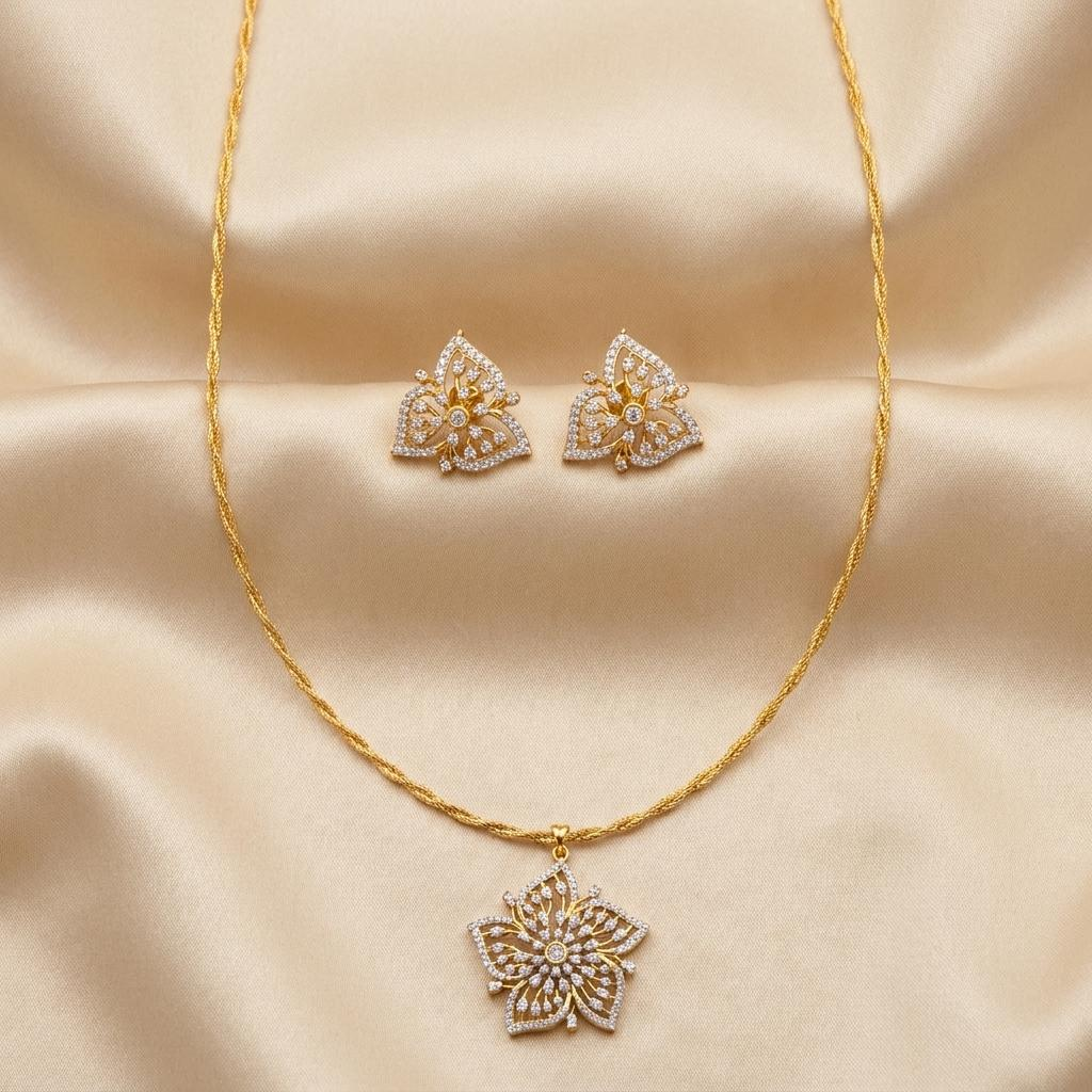 Floral CZ Necklace Set