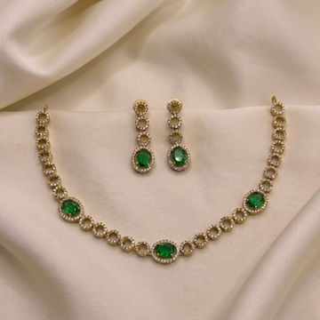 Emerald Green CZ Designer Necklace Set