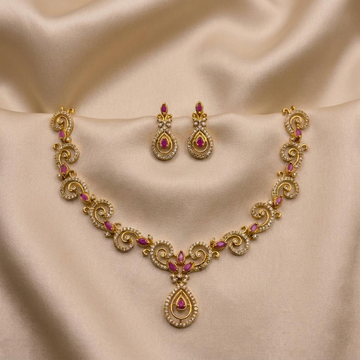 Ruby Spiral Designer Necklace Set