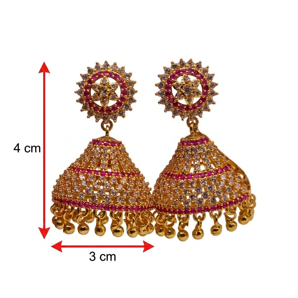 Ruby Sparkle CZ Jhumka Earrings