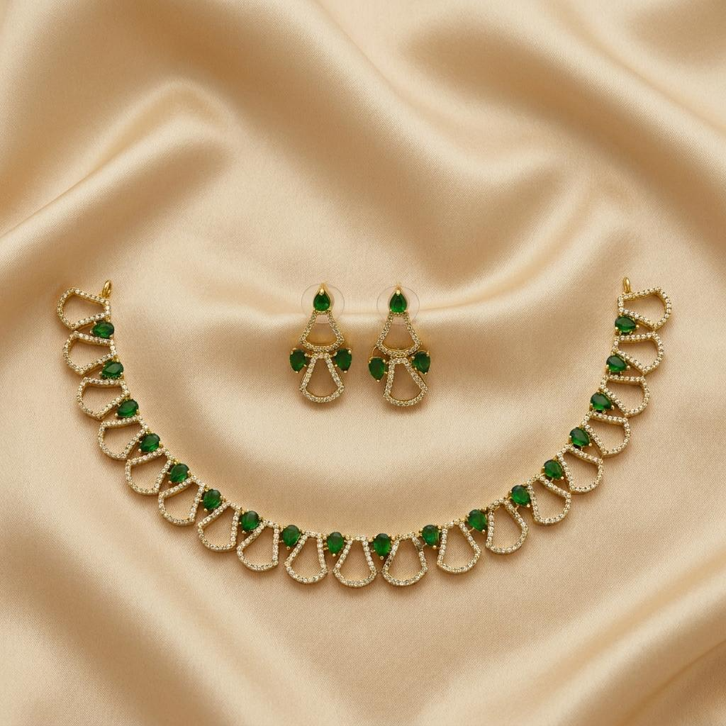 Emerald CZ Hasli Necklace Set