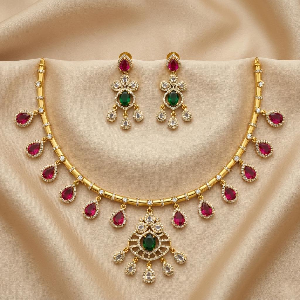Emerald Drop Necklace Set