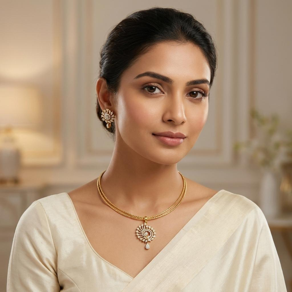 Peacock CZ Pendant Set