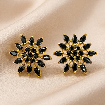 Black Petal Floral Studs