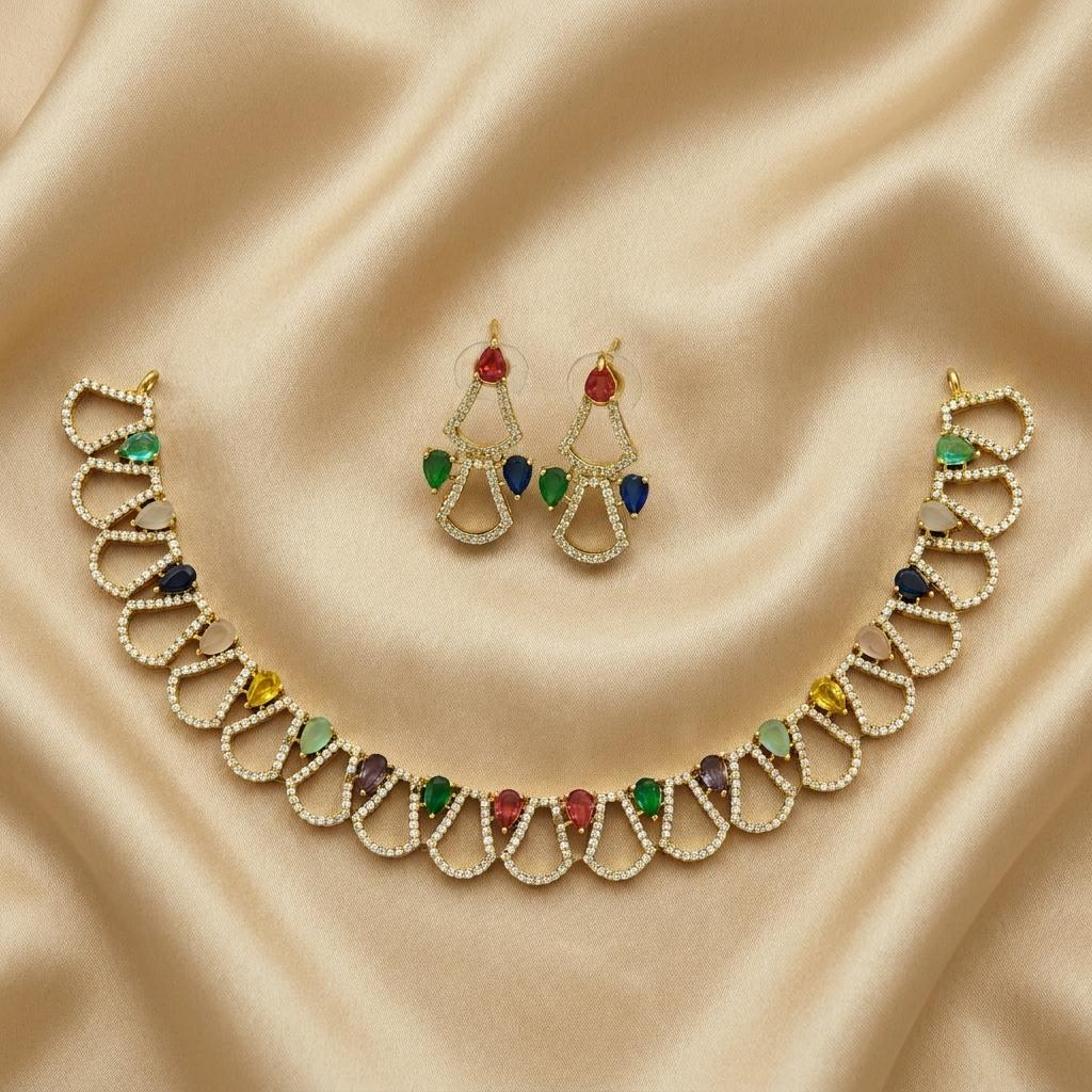 Multicolor CZ Hasli Necklace Set