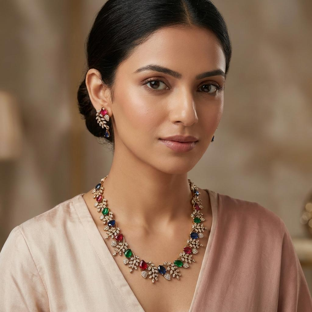 Rangoli Vibrant Zircon Neckpiece