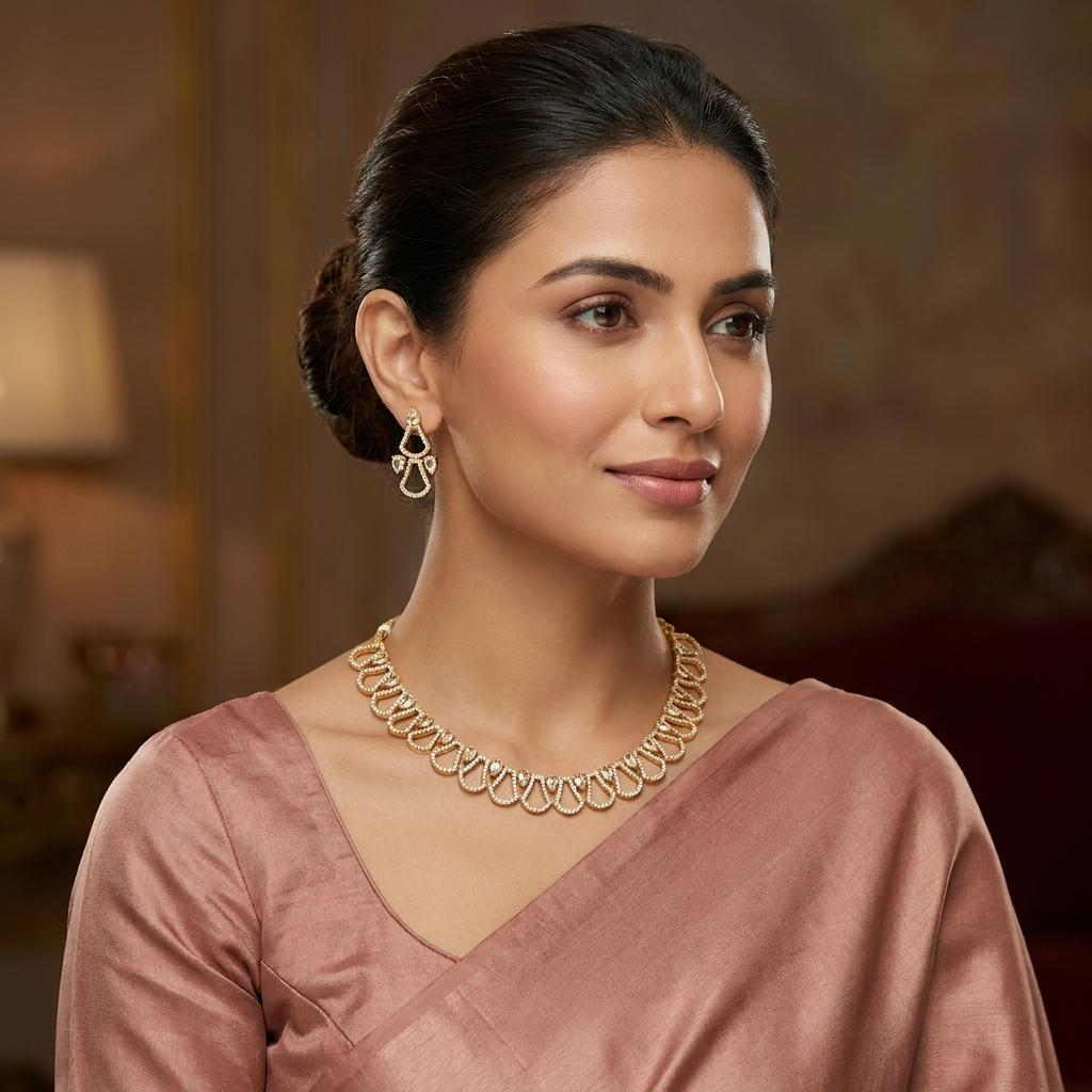 Elegant CZ Hasli Necklace Set