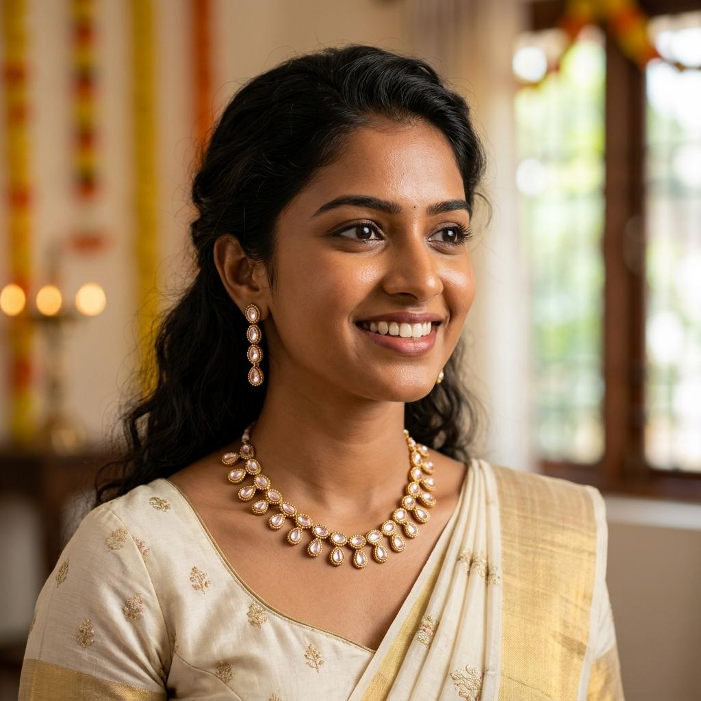 Crystal Kundan Double Layer Necklace Set