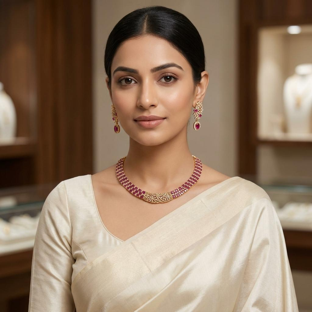 Ruby CZ Bridal Choker Set