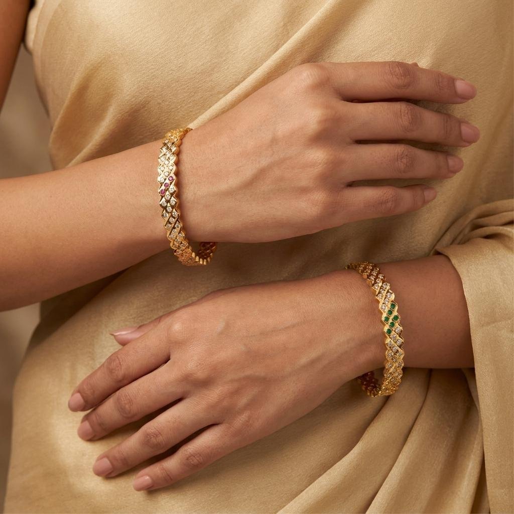 Elegant Crystal Bangle Set