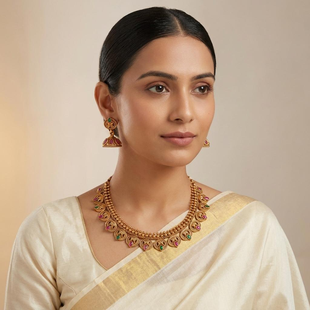 Dual Tone Coin Antique Choker Set