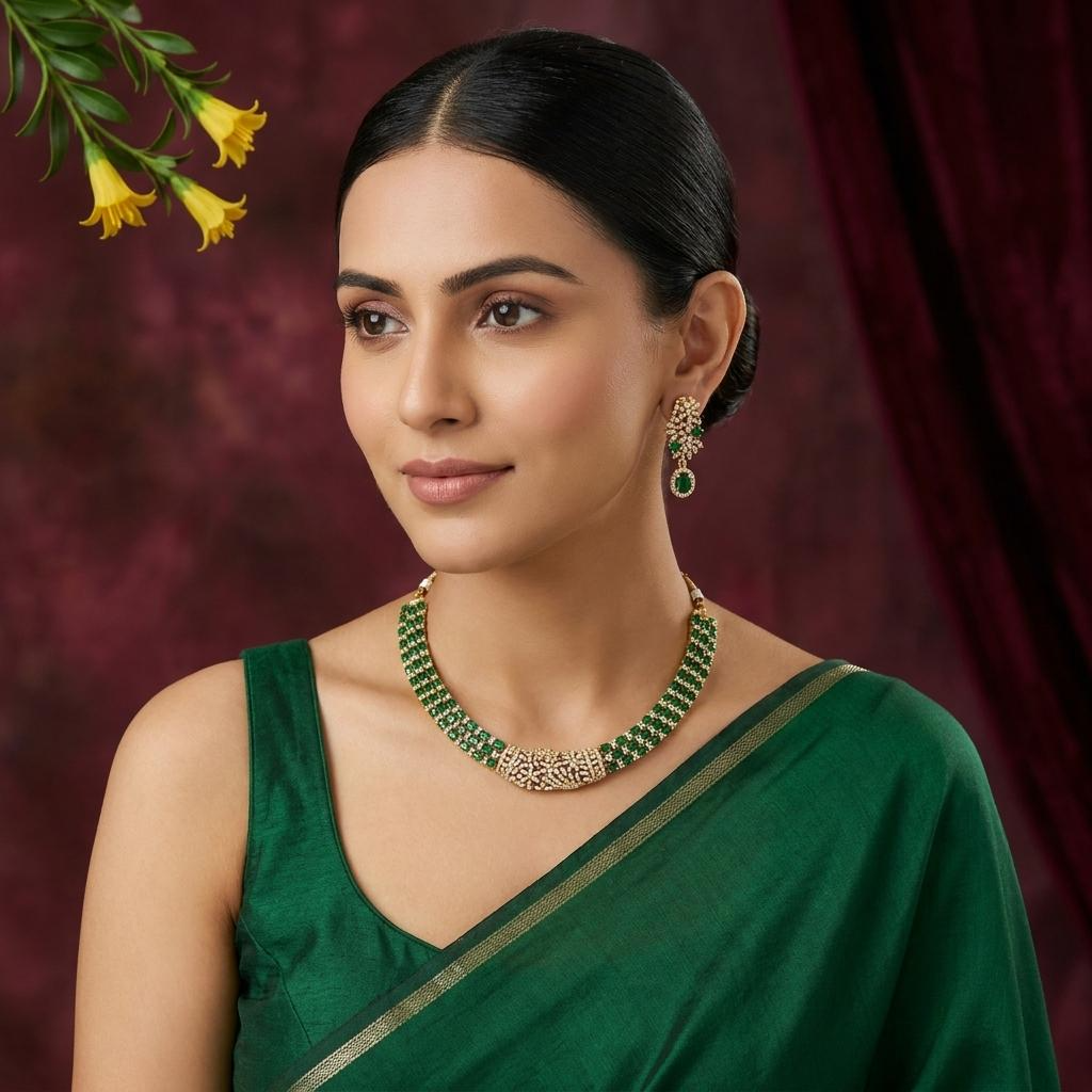 Emerald Green CZ Bridal Choker Set