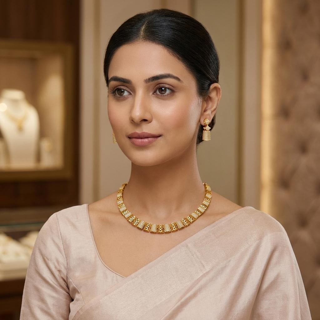 Geometric CZ Necklace Set