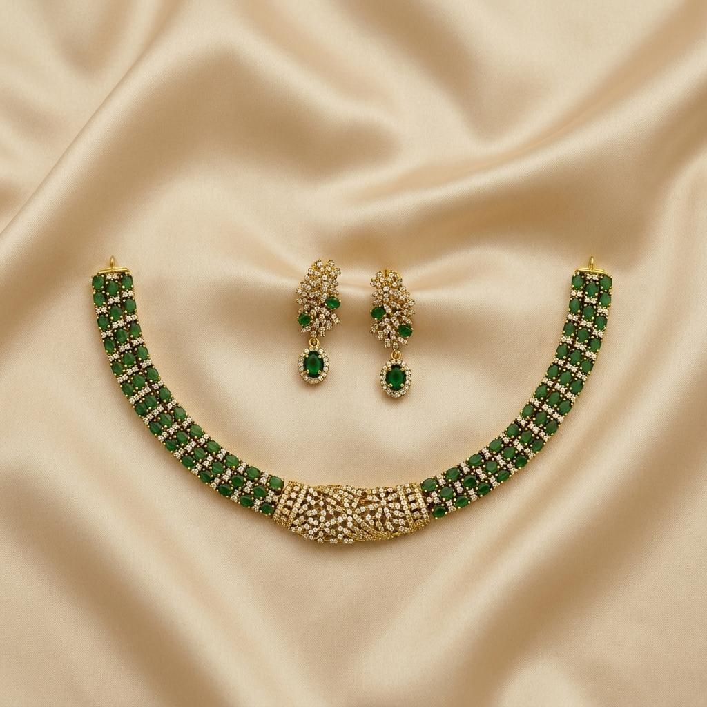Emerald Green CZ Bridal Choker Set