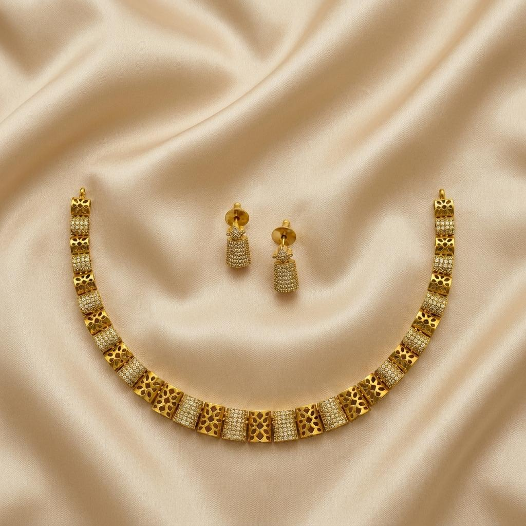 Geometric CZ Necklace Set