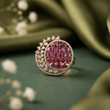 Magenta Floral Lattice Statement Ring