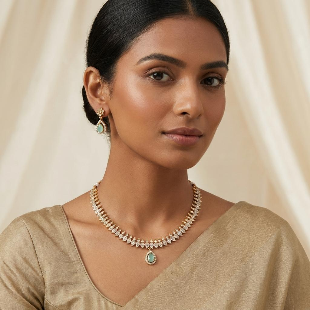 Jade Green Paisley AD Neckset