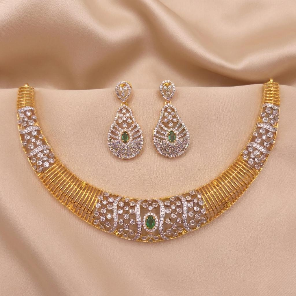 Emerald CZ Statement Necklace Set