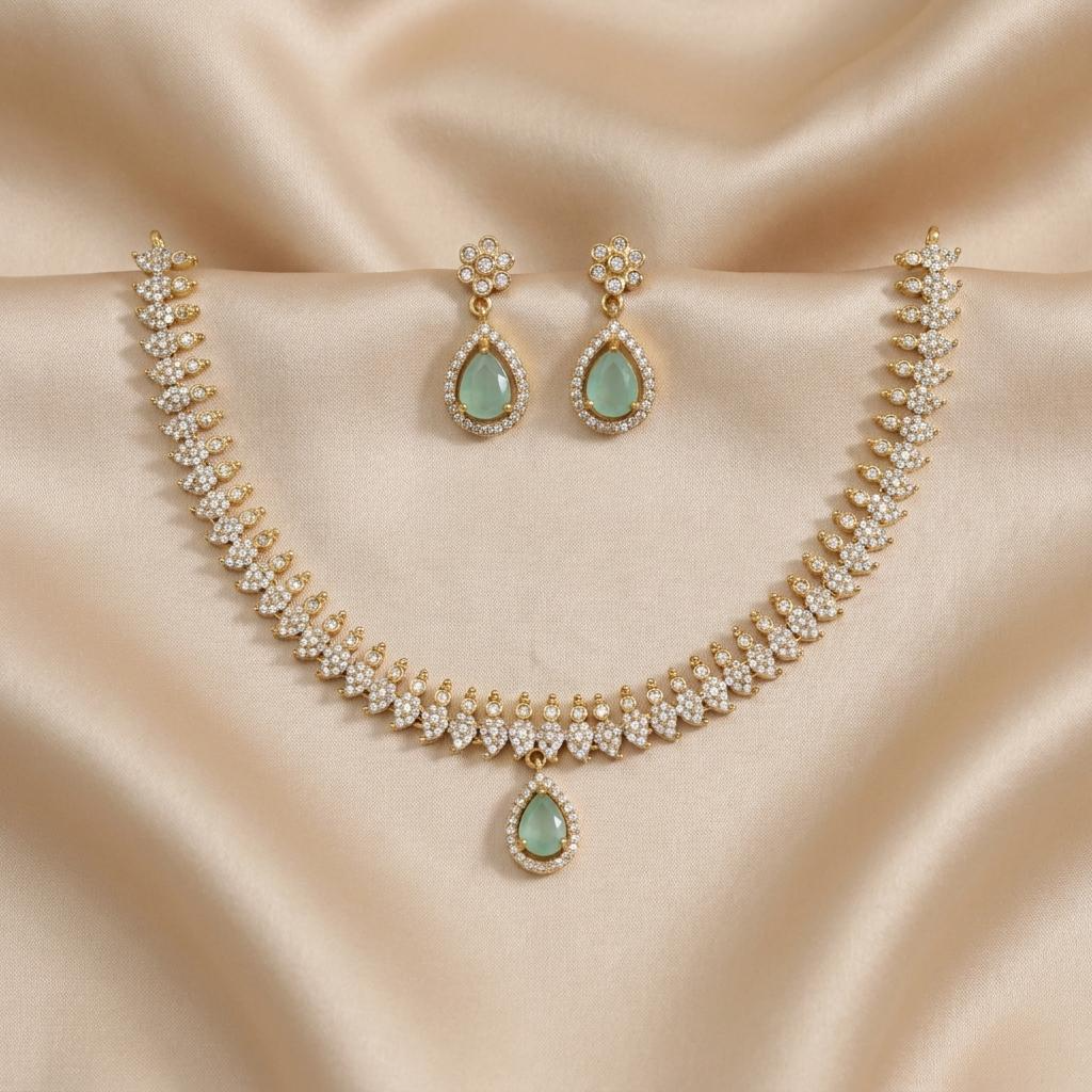 Jade Green Paisley AD Neckset