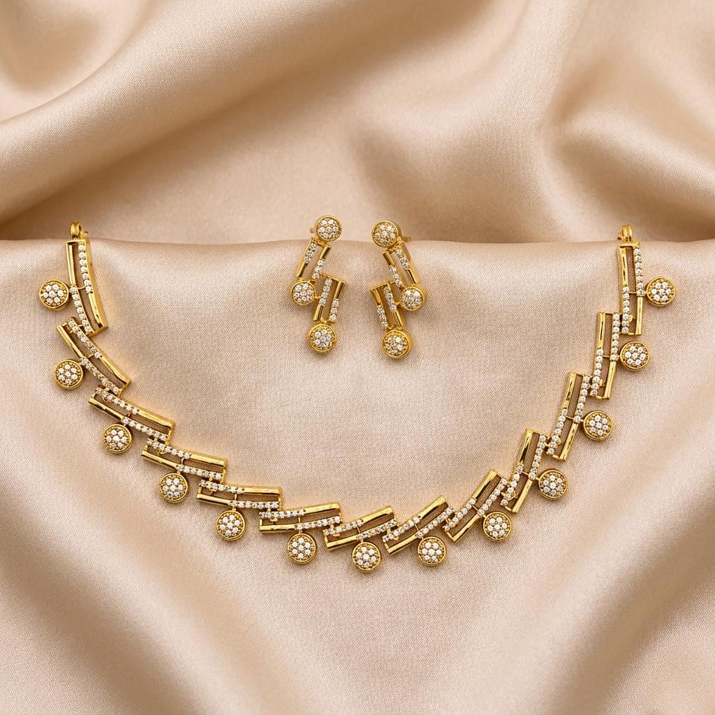 Geometric Sparkle Necklace Set