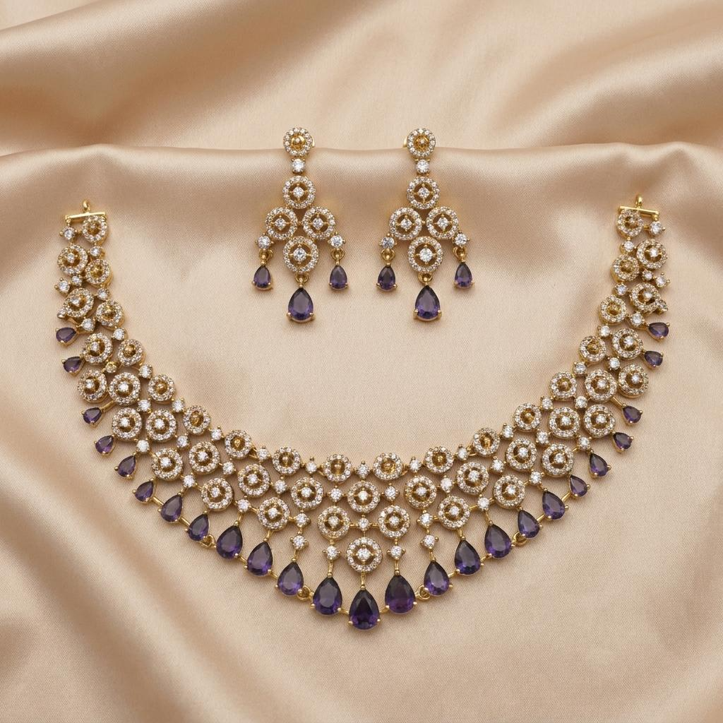 Purple Crystal Bridal Set