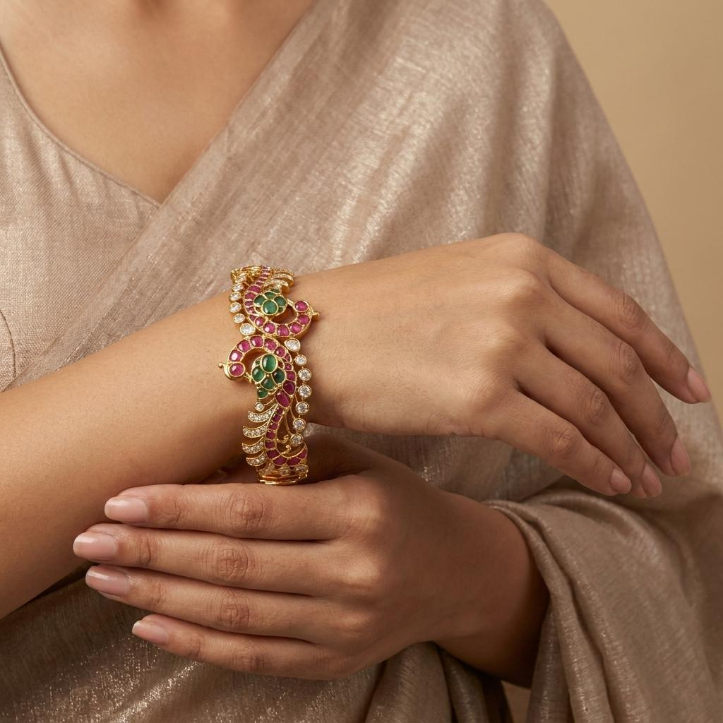 Peacock Kundan Bracelet