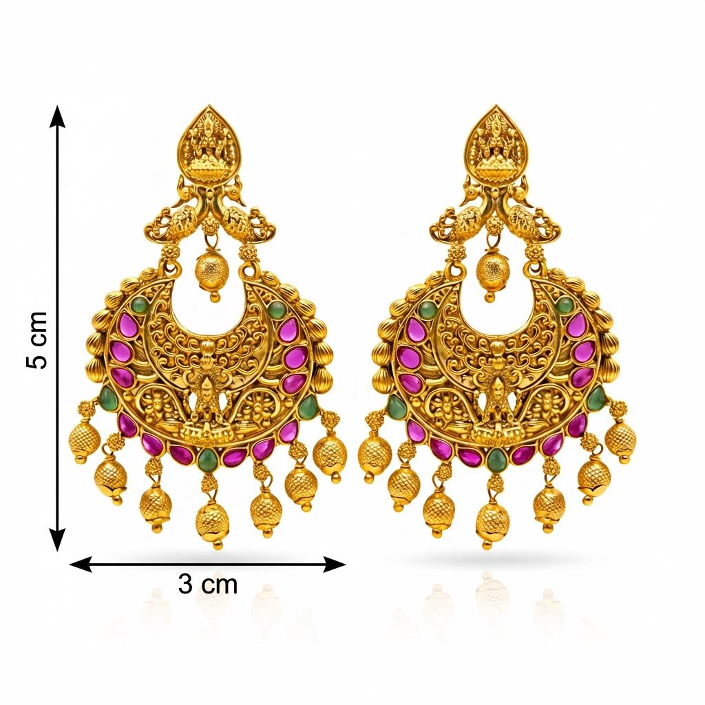 Temple Ruby Emerald Chandbali