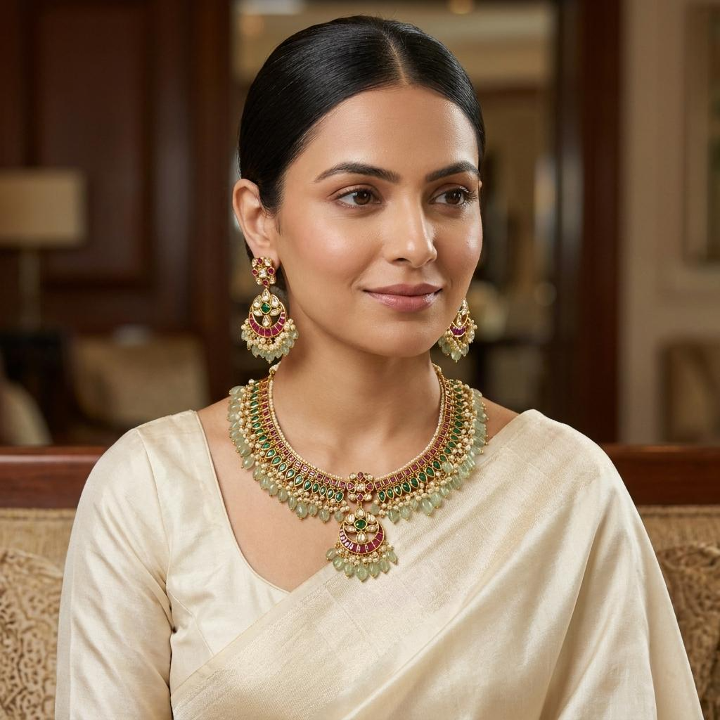 Green Kundan Choker Set