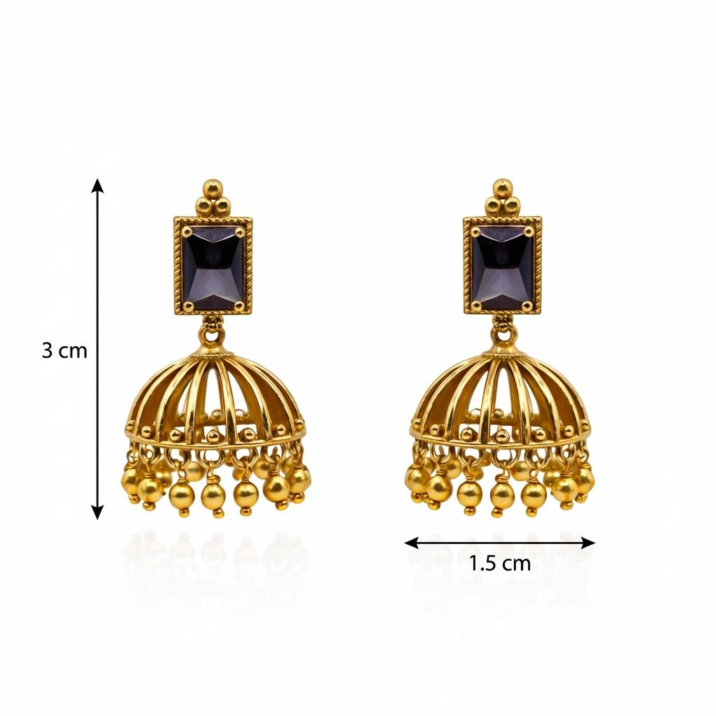 Antique Gold Amethyst Cage Jhumka