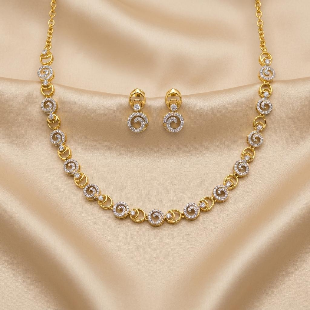 Spiral Diamond Necklace Set