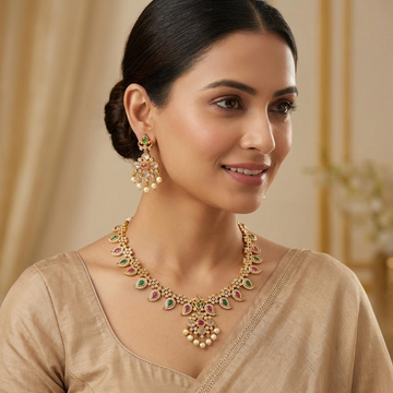 Ruby Emerald Paisley Kundan Neckset