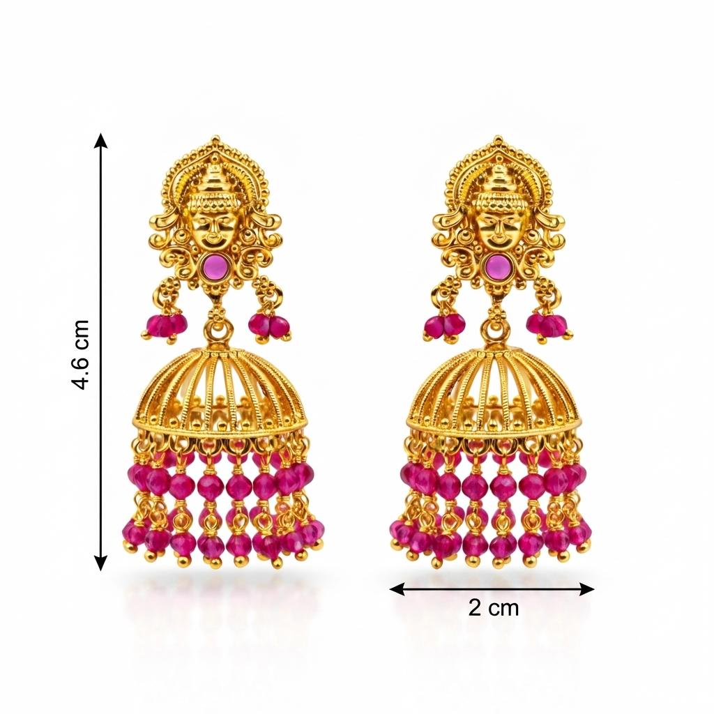 Nakshi Temple Ruby Jhumka