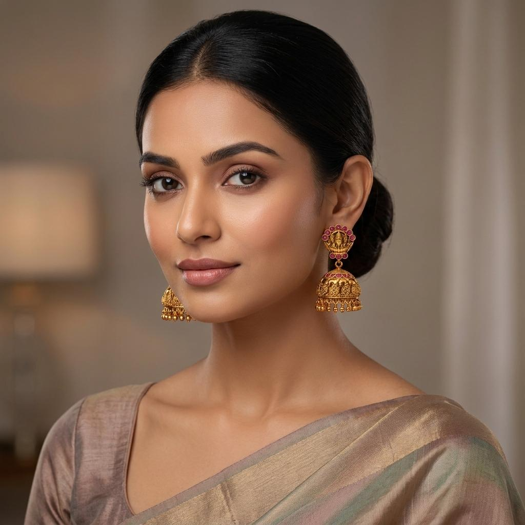 Lakshmi Temple Jhumka Earrings