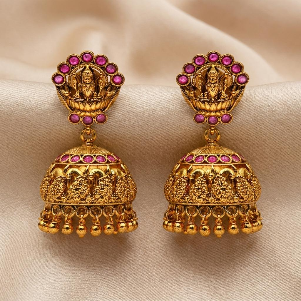 Lakshmi Temple Jhumka Earrings