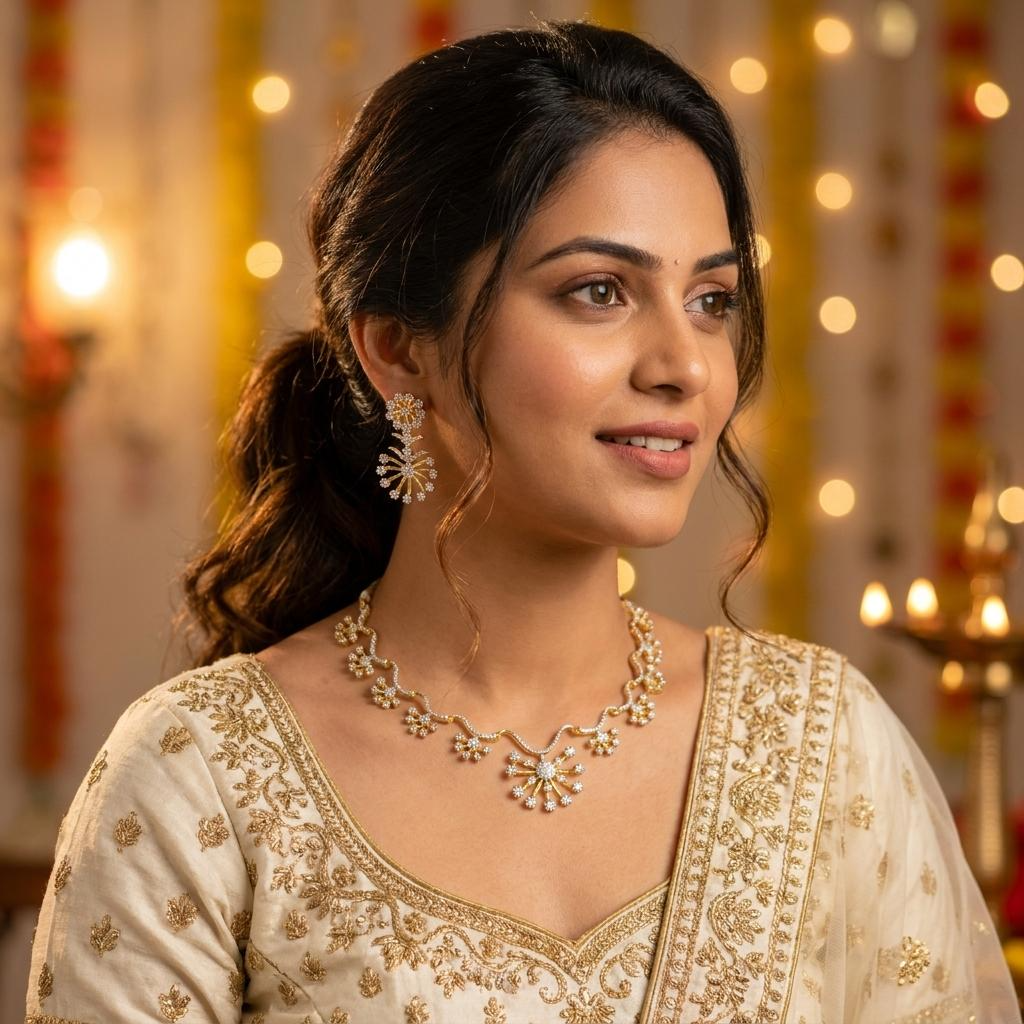 Floral Sparkle CZ Necklace Set