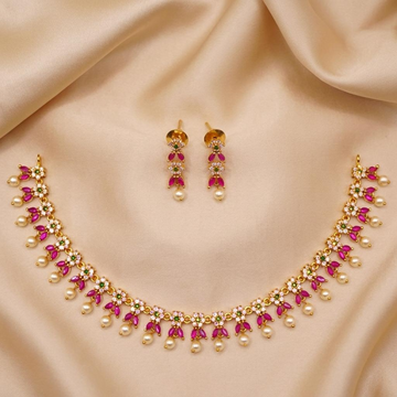 Ruby Pearl Floral Necklace Set