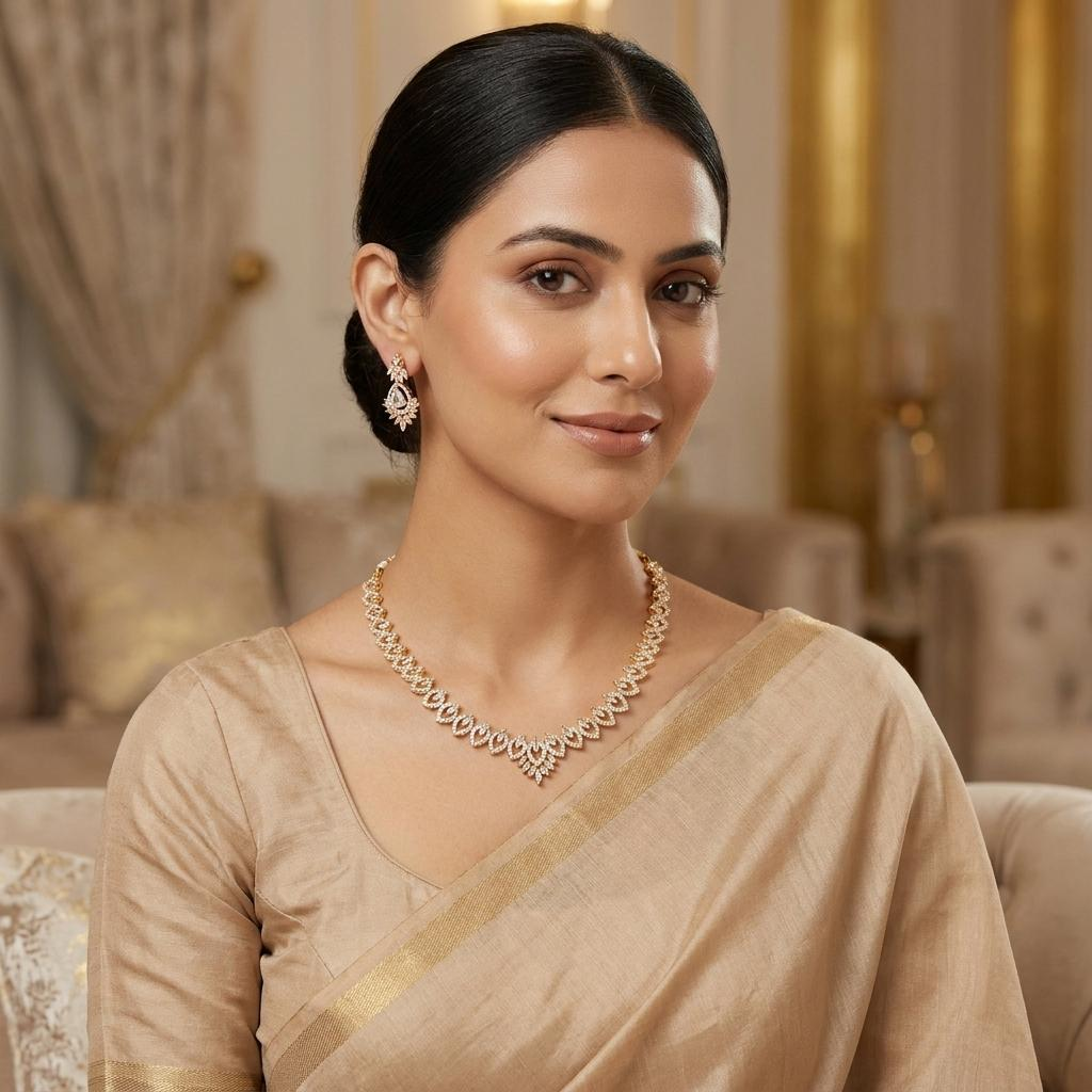 Crystalline Paisley CZ Neckpiece Set