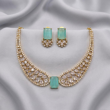 Pastel Green CZ Premium Bridal Hasli Neckpiece
