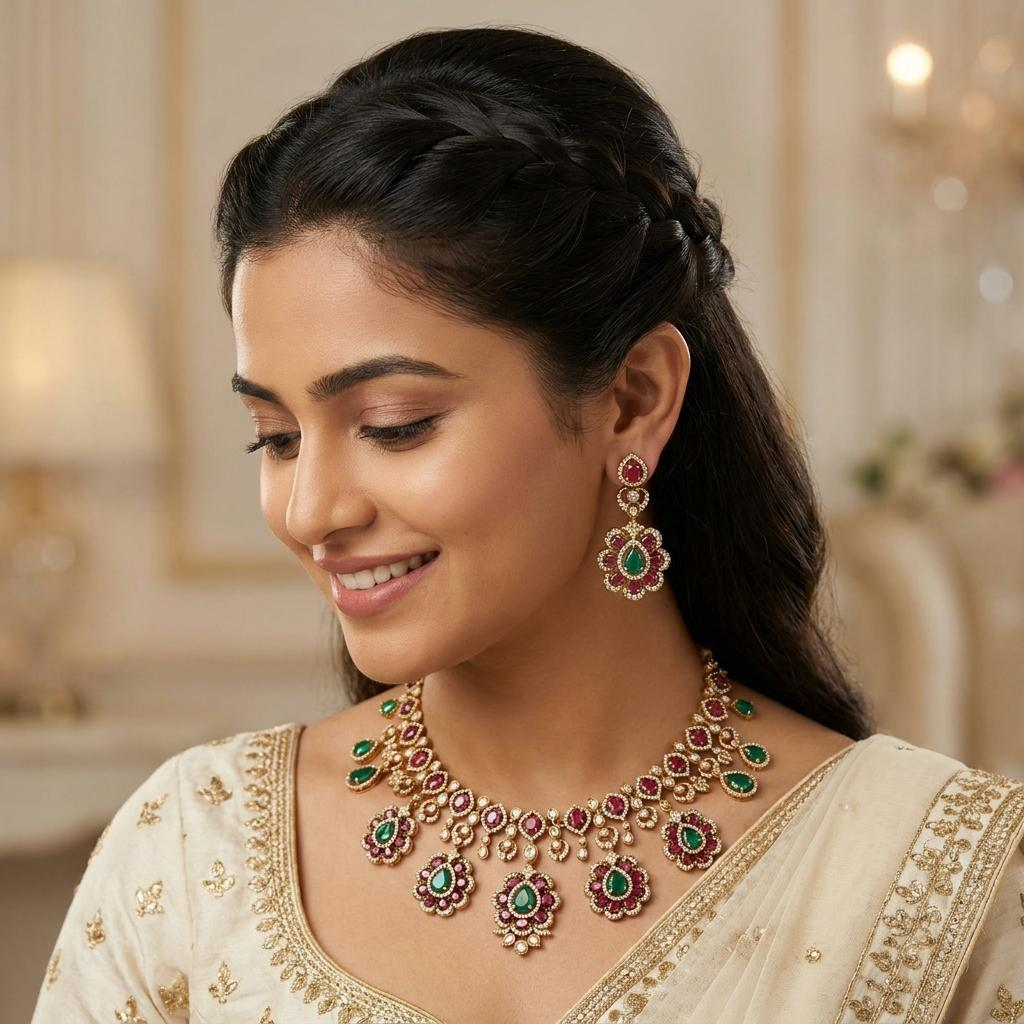 Victorian Floral CZ Necklace Set