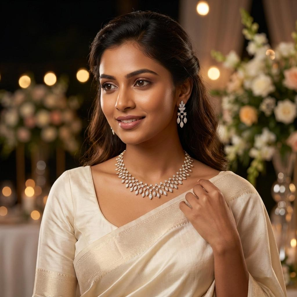 CZ Marquise Leaf Necklace Set
