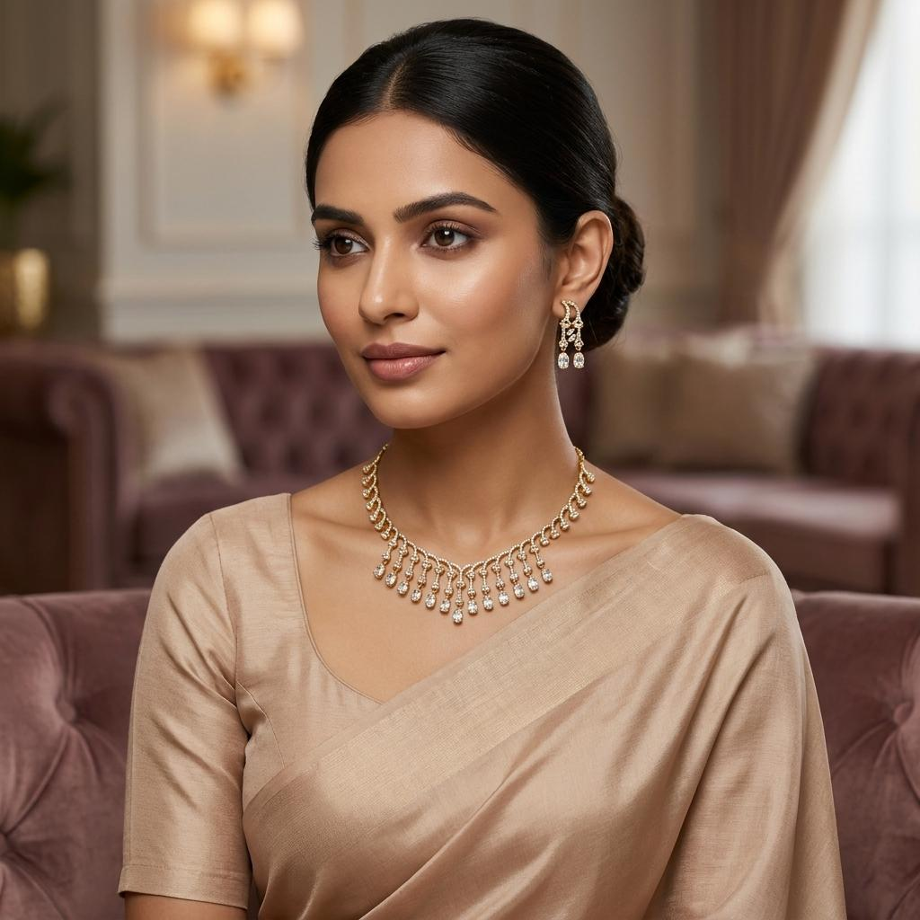 CZ Vine Drop Necklace Set
