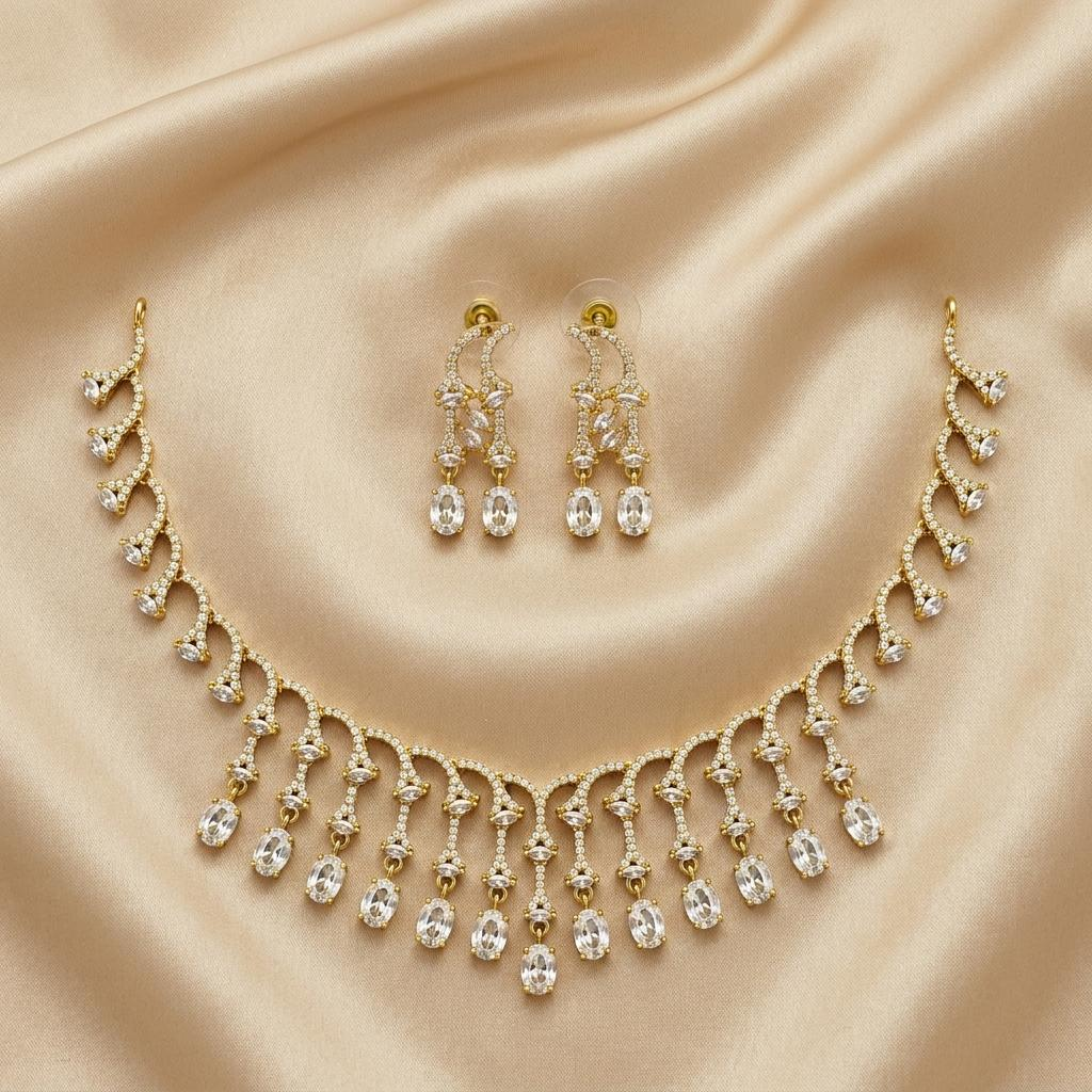 CZ Vine Drop Necklace Set