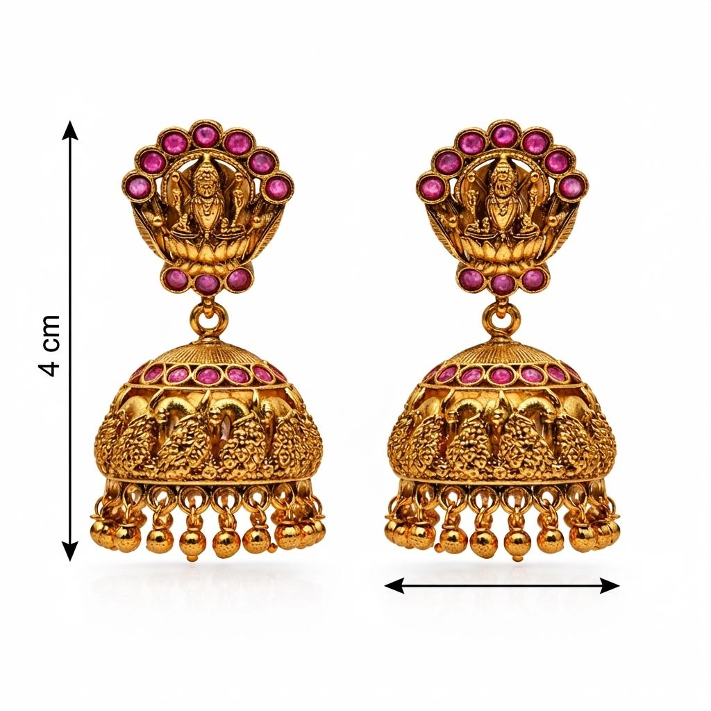 Lakshmi Temple Jhumka Earrings