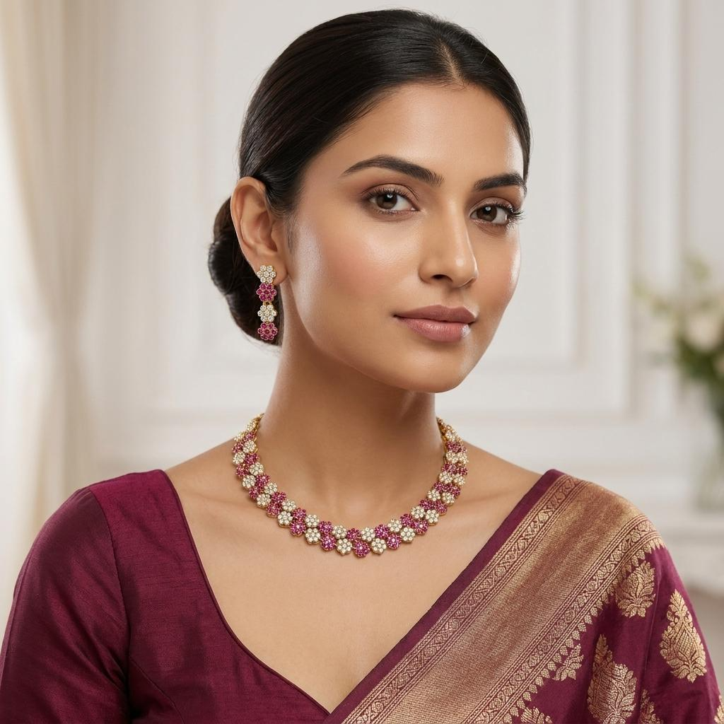 Ruby Floral Blossom Necklace