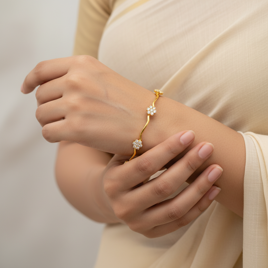CZ Floral Station Bangle Set