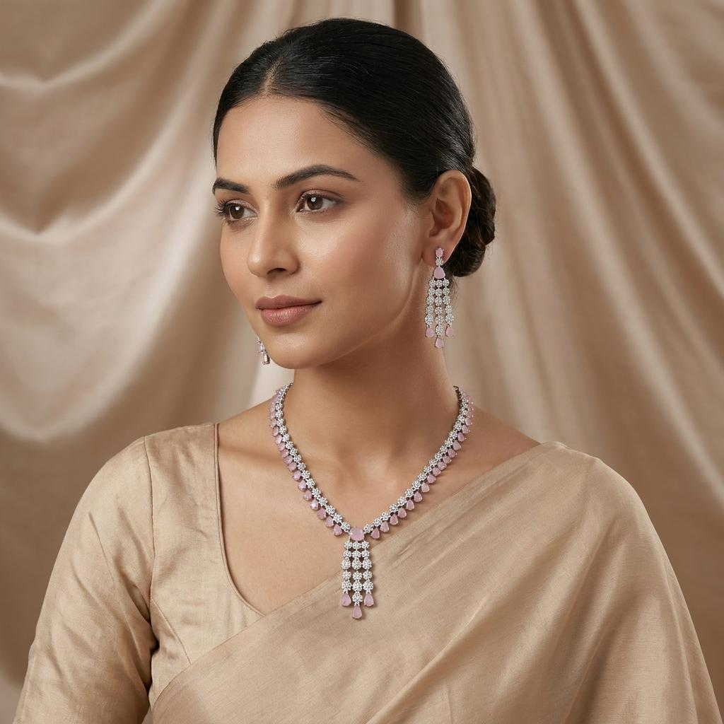 Premium Pastel Pink Zircon Necklace