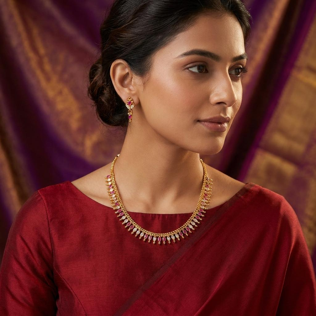Petite Ruby & Pearl Droplet Set