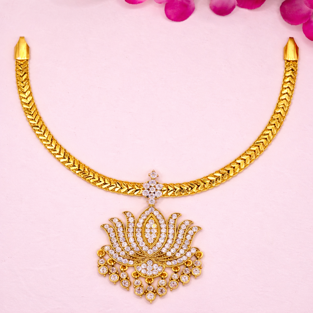 CZ Lotus Pendant Necklace Set