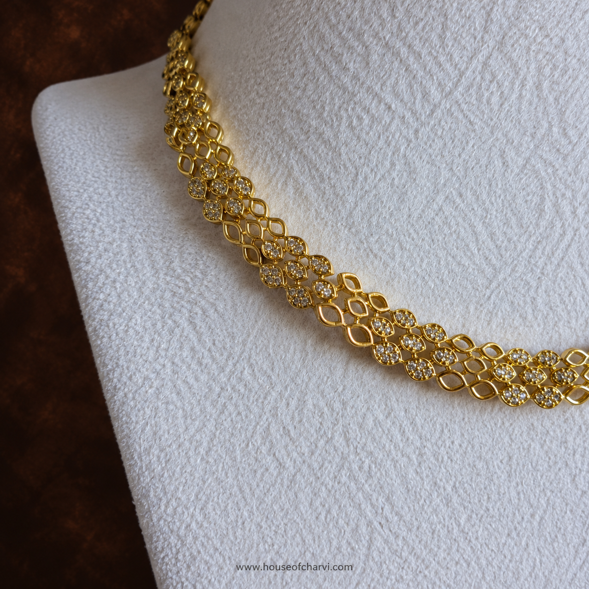 Golden Floral Link Necklace Set