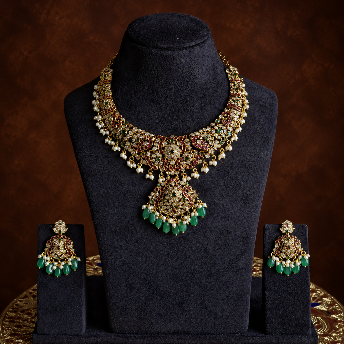 Antique Ruby Floral Choker Set